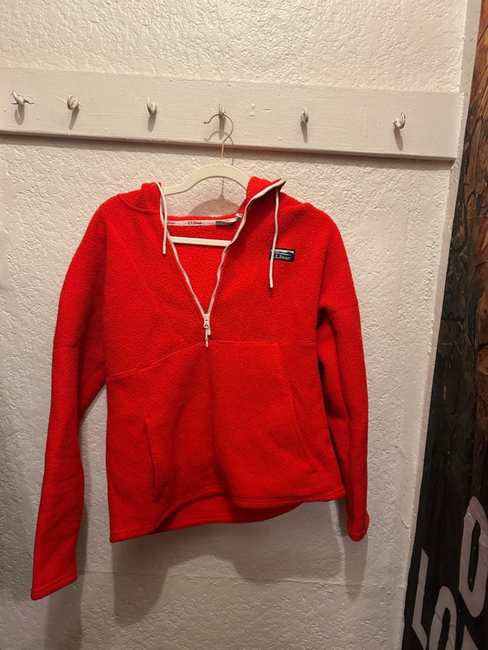 L.L. Bean Red Half-Zip Turtleneck Fleece Pullover